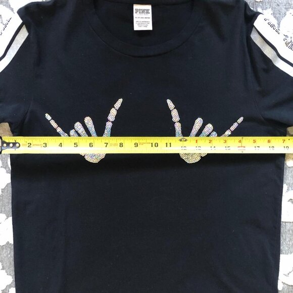 PINK Victoria's Secret, Black Limited Edition T-shirt, Size: XS - Picture 5 of 6